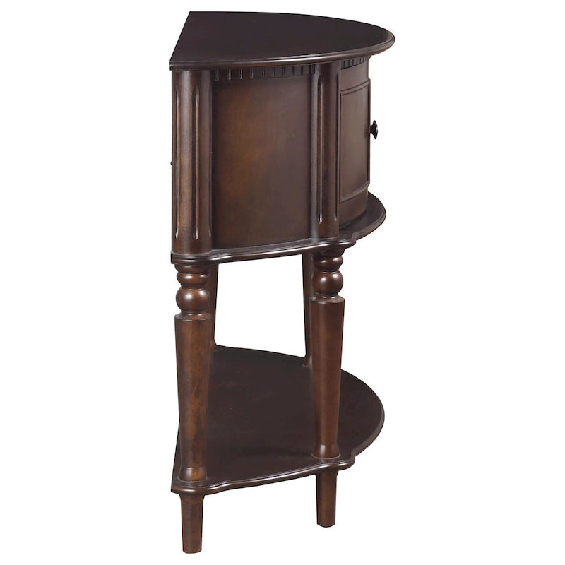 Half-Moon Console Table with Cabinet Doors & Lower Shelf