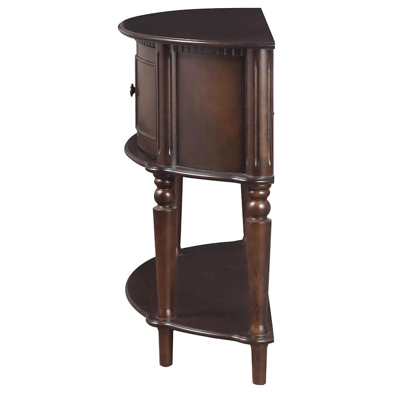 Half-Moon Console Table with Cabinet Doors & Lower Shelf
