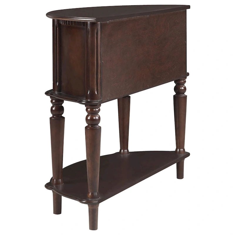Half-Moon Console Table with Cabinet Doors & Lower Shelf
