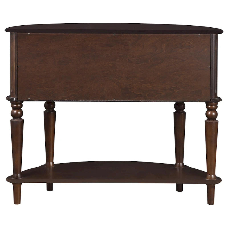 Half-Moon Console Table with Cabinet Doors & Lower Shelf