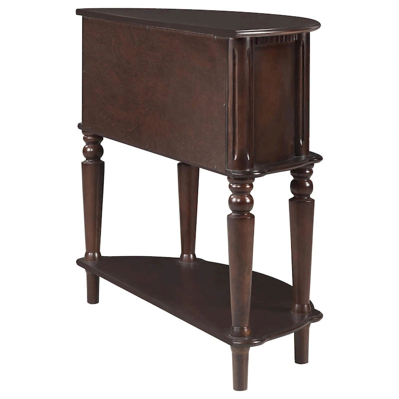 Half-Moon Console Table with Cabinet Doors & Lower Shelf