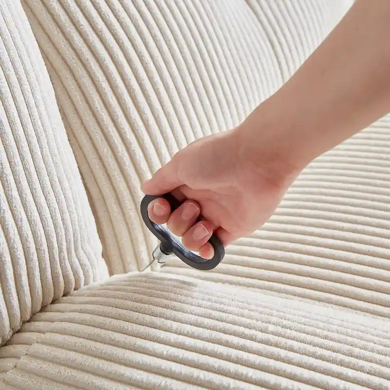Cord-Sessel mit Dreh- und Gleitfunktion, Fußstütze und 360°-Drehung