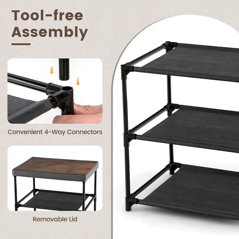 Table de chevet en tissu à 2 tiroirs avec structure en métal – montage sans outils