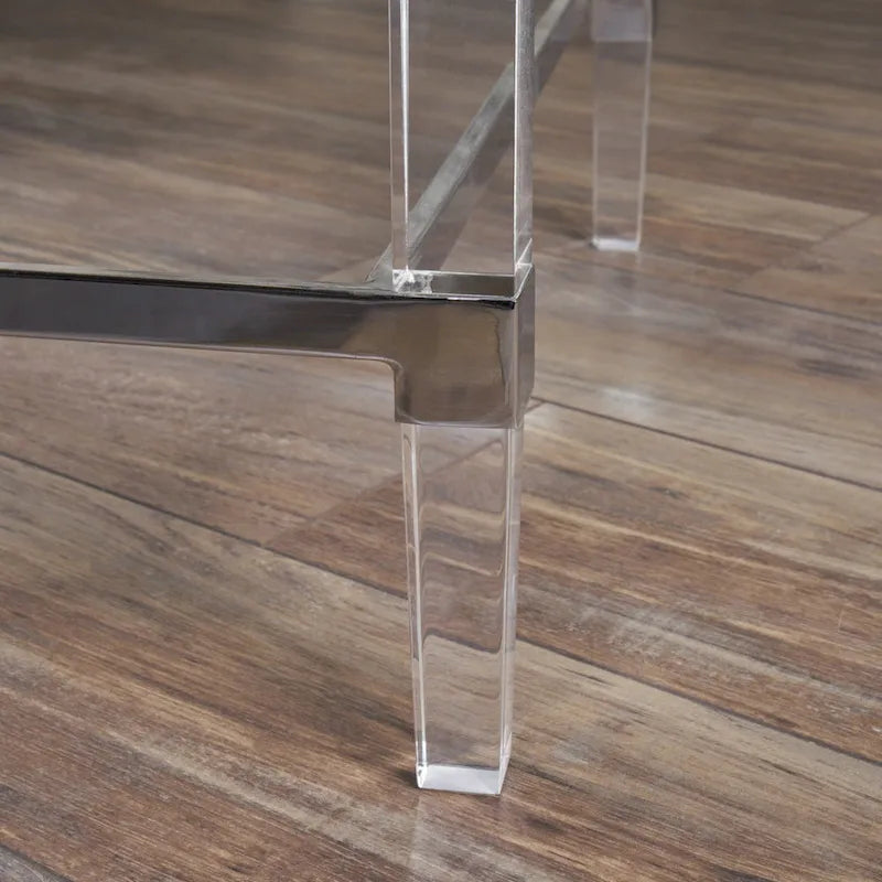 Moderner rechteckiger Couchtisch aus Hartglas mit Acrylgestell