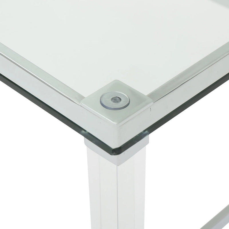 Moderner rechteckiger Couchtisch aus Hartglas mit Acrylgestell