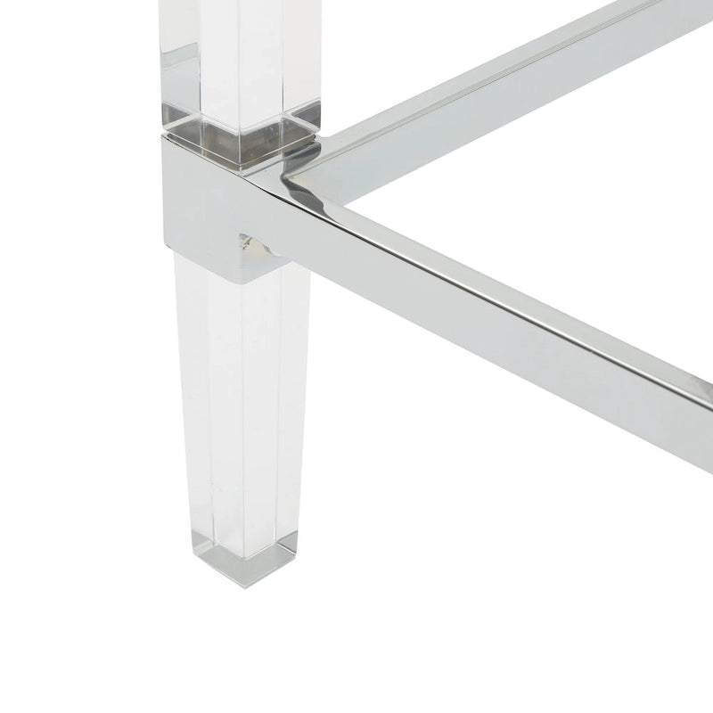 Moderner rechteckiger Couchtisch aus Hartglas mit Acrylgestell