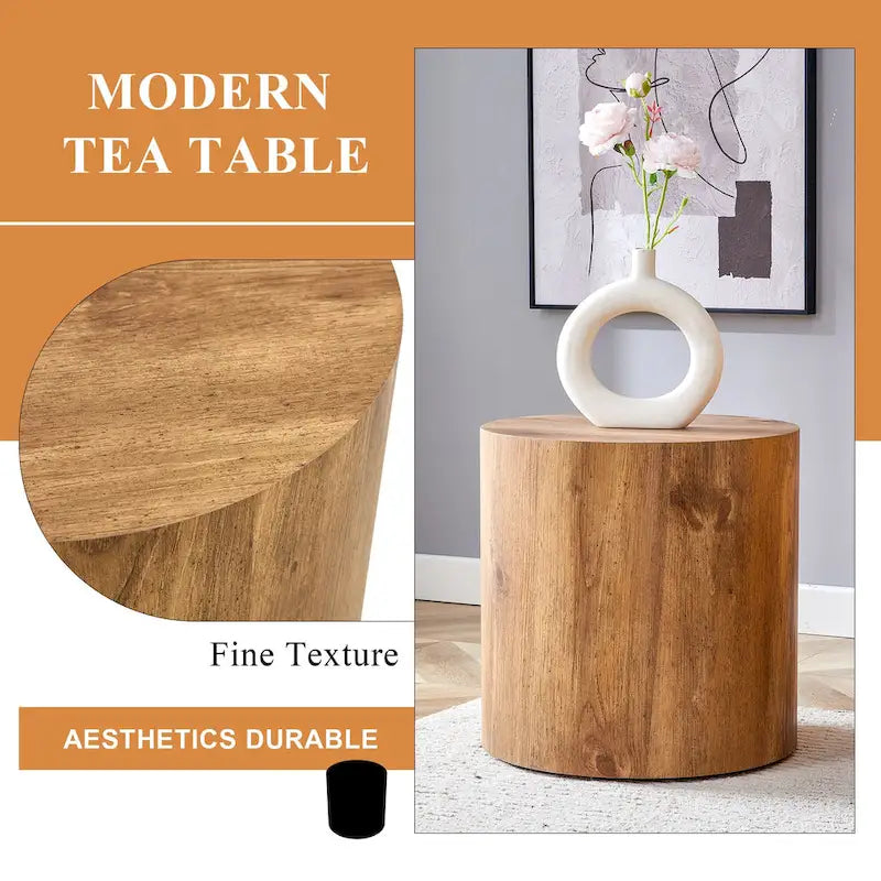 Tavolino da caffè rotondo moderno con base cilindrica decorata