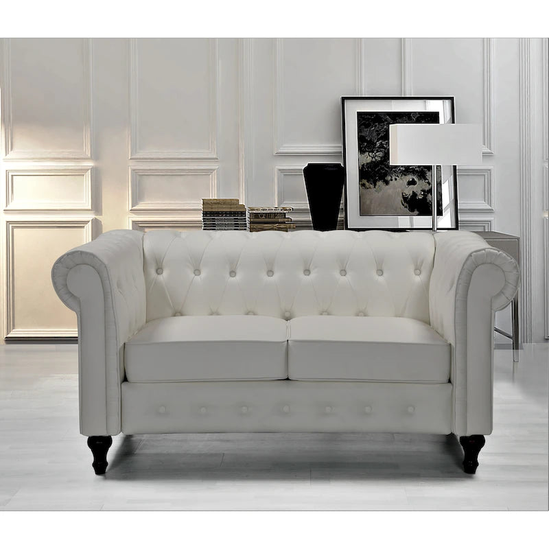 Divanetto Chesterfield in velluto con trapuntatura a rombi e gambe tornite