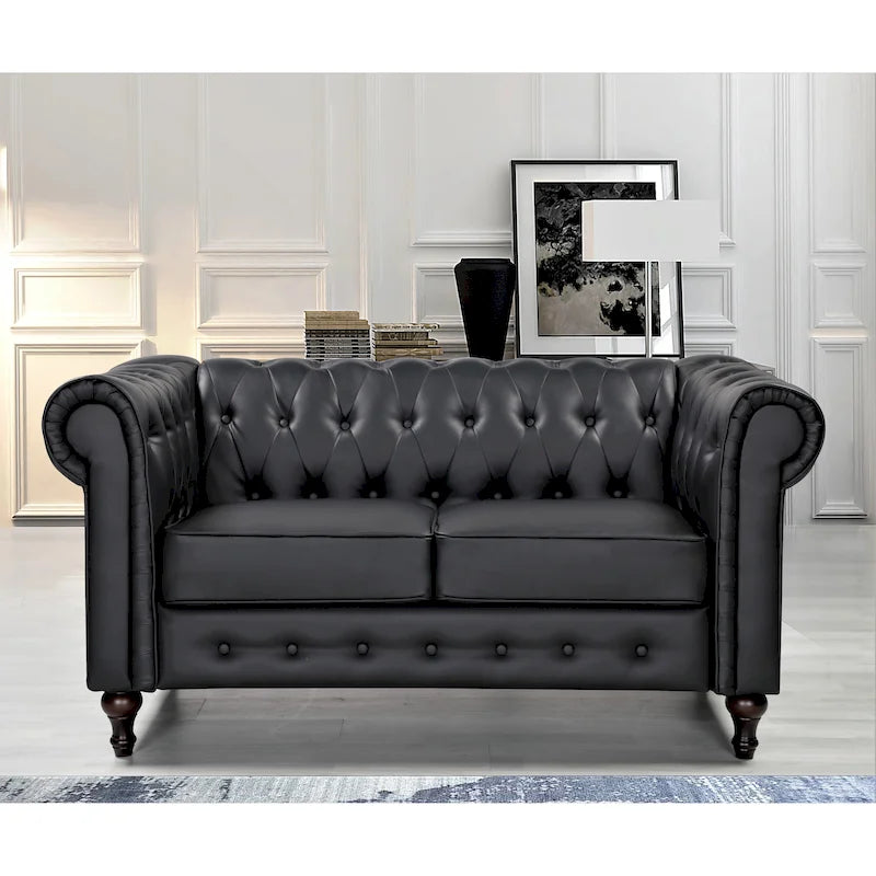 Divanetto Chesterfield in velluto con trapuntatura a rombi e gambe tornite
