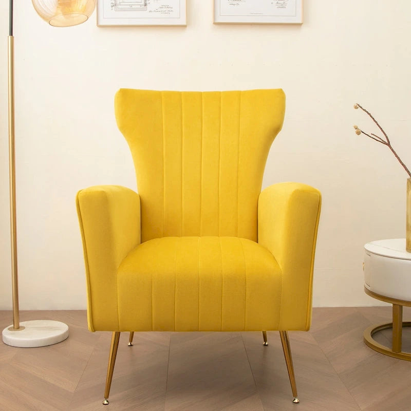Velvet Accent Chair with Gold Legs