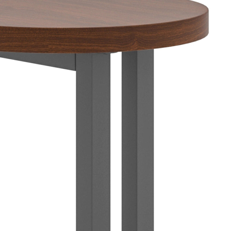 Round Walnut Wood End Table