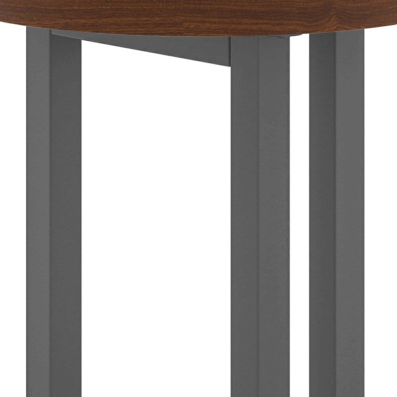 Round Walnut Wood End Table
