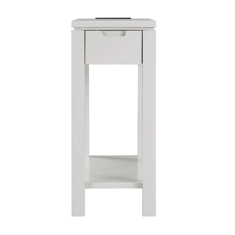 Table d'appoint avec tiroir et étagère ouverte, en bois massif, avec recharge