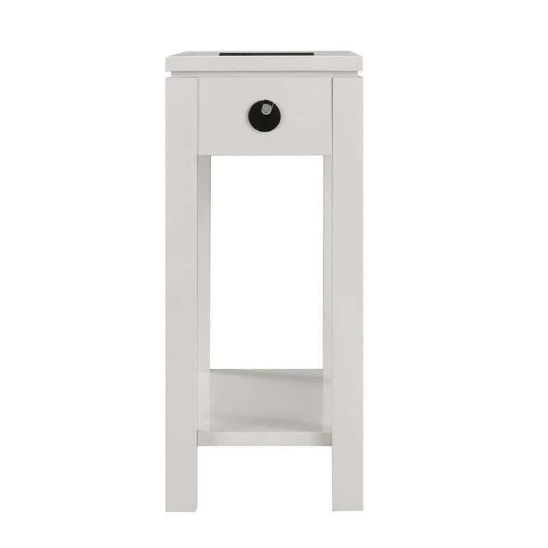 Table d'appoint avec tiroir et étagère ouverte, en bois massif, avec recharge