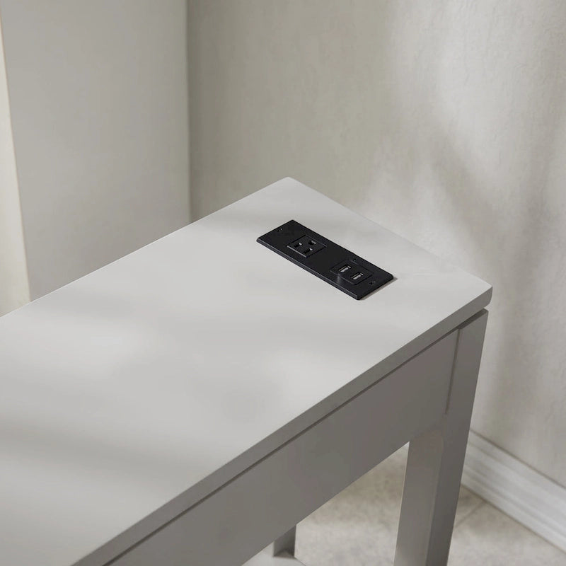 Table d'appoint avec tiroir et étagère ouverte, en bois massif, avec recharge