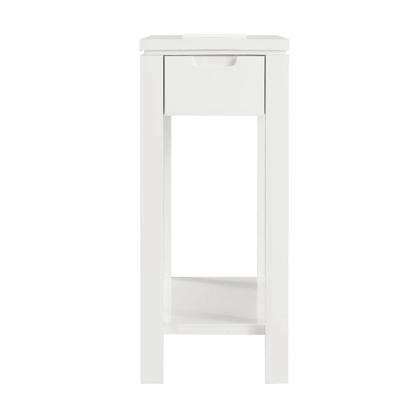 Table d'appoint avec tiroir et étagère ouverte, en bois massif, avec recharge