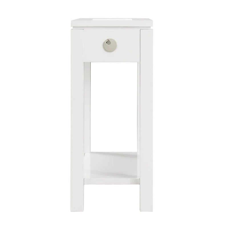 Table d'appoint avec tiroir et étagère ouverte, en bois massif, avec recharge