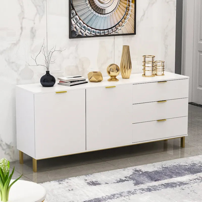 Mid-Century Modern Dresser with Gold Legs & Mixed Storage