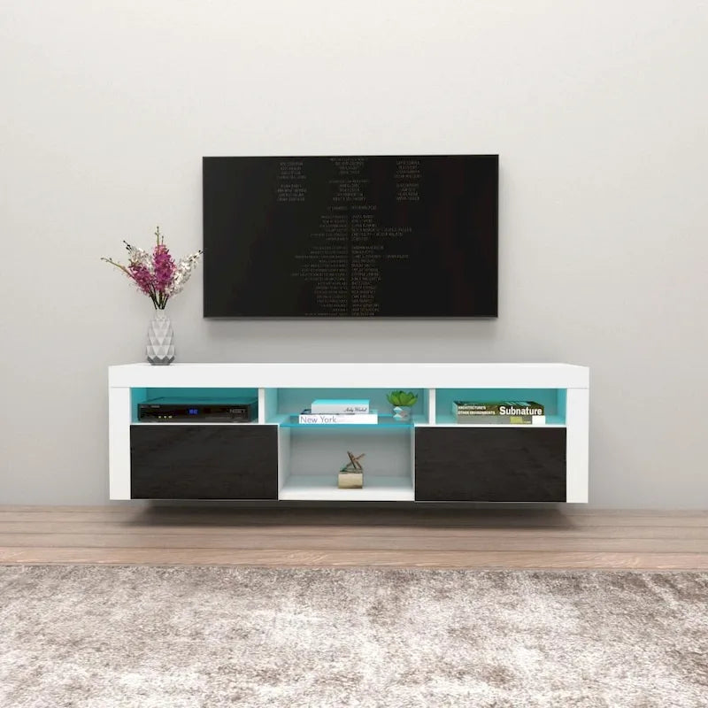 Mueble flotante de TV montado en la pared con luces LED de 16 colores - compatible con televisores de hasta 70"