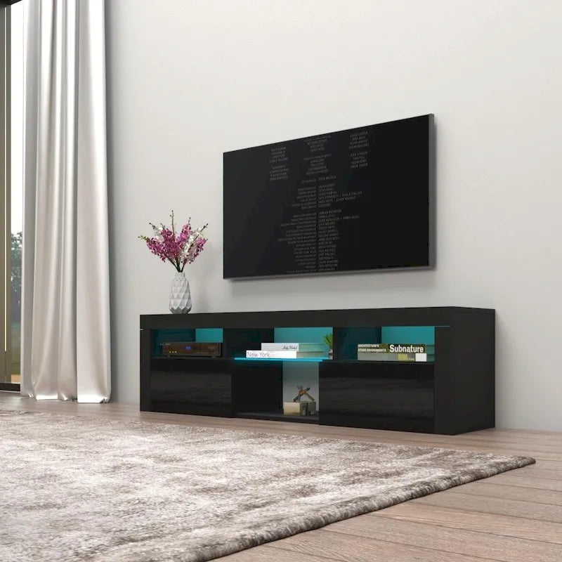 Mueble flotante de TV montado en la pared con luces LED de 16 colores - compatible con televisores de hasta 70"