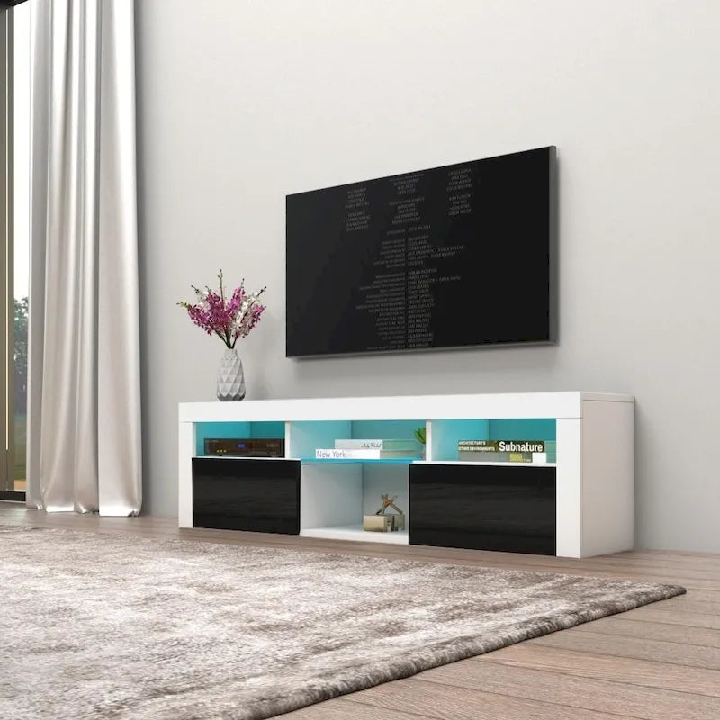 Mueble flotante de TV montado en la pared con luces LED de 16 colores - compatible con televisores de hasta 70"