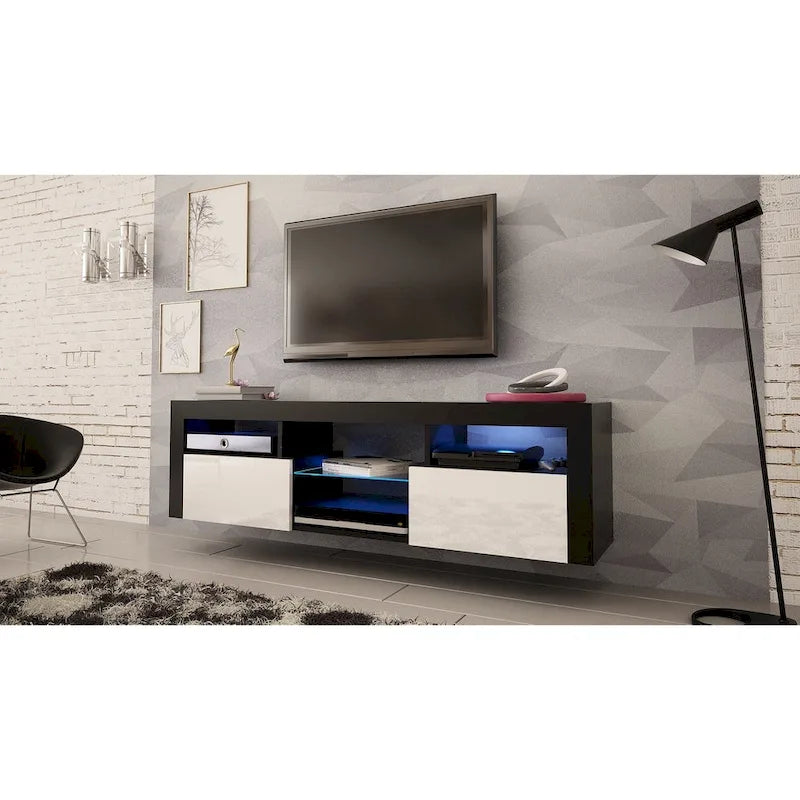 Mueble flotante de TV montado en la pared con luces LED de 16 colores - compatible con televisores de hasta 70"