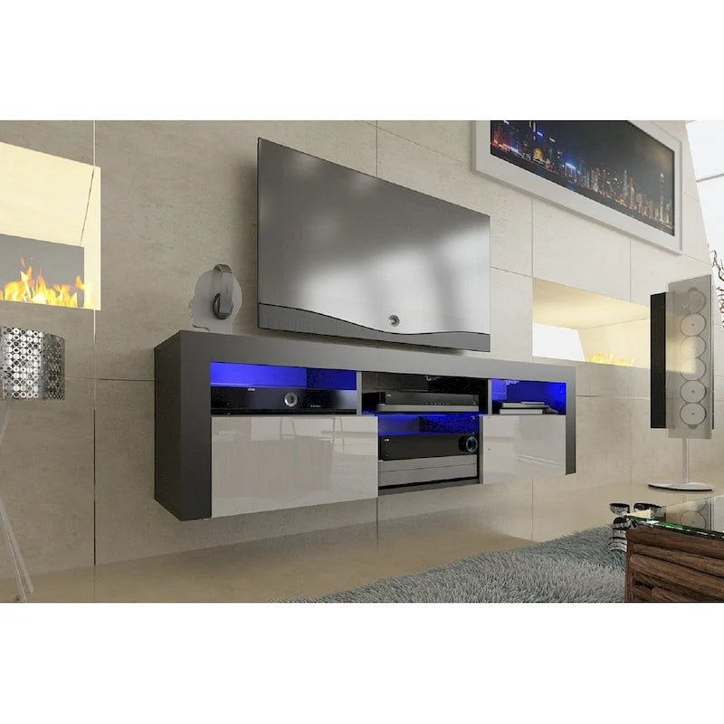 Mueble flotante de TV montado en la pared con luces LED de 16 colores - compatible con televisores de hasta 70"