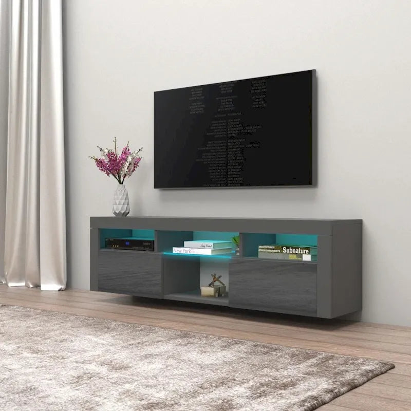 Mueble flotante de TV montado en la pared con luces LED de 16 colores - compatible con televisores de hasta 70"