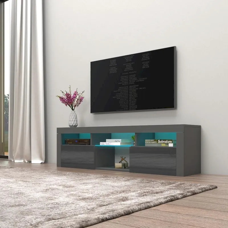Mueble flotante de TV montado en la pared con luces LED de 16 colores - compatible con televisores de hasta 70"