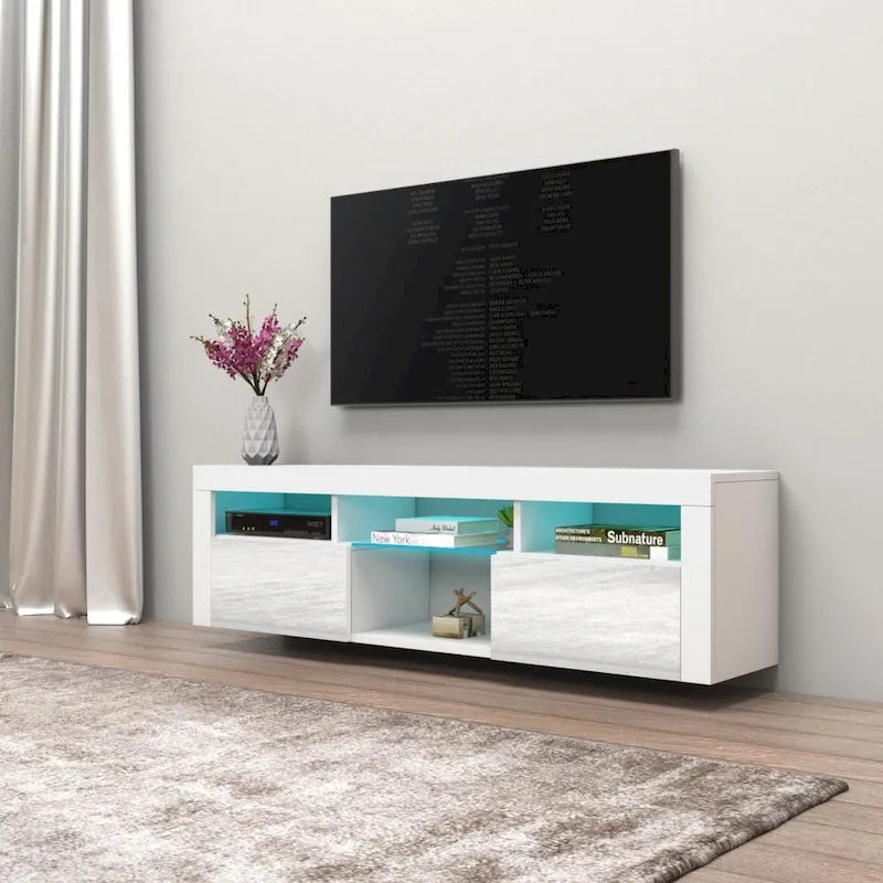 Mueble flotante de TV montado en la pared con luces LED de 16 colores - compatible con televisores de hasta 70"
