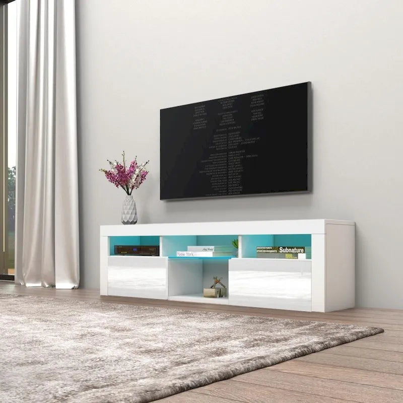 Mueble flotante de TV montado en la pared con luces LED de 16 colores - compatible con televisores de hasta 70"