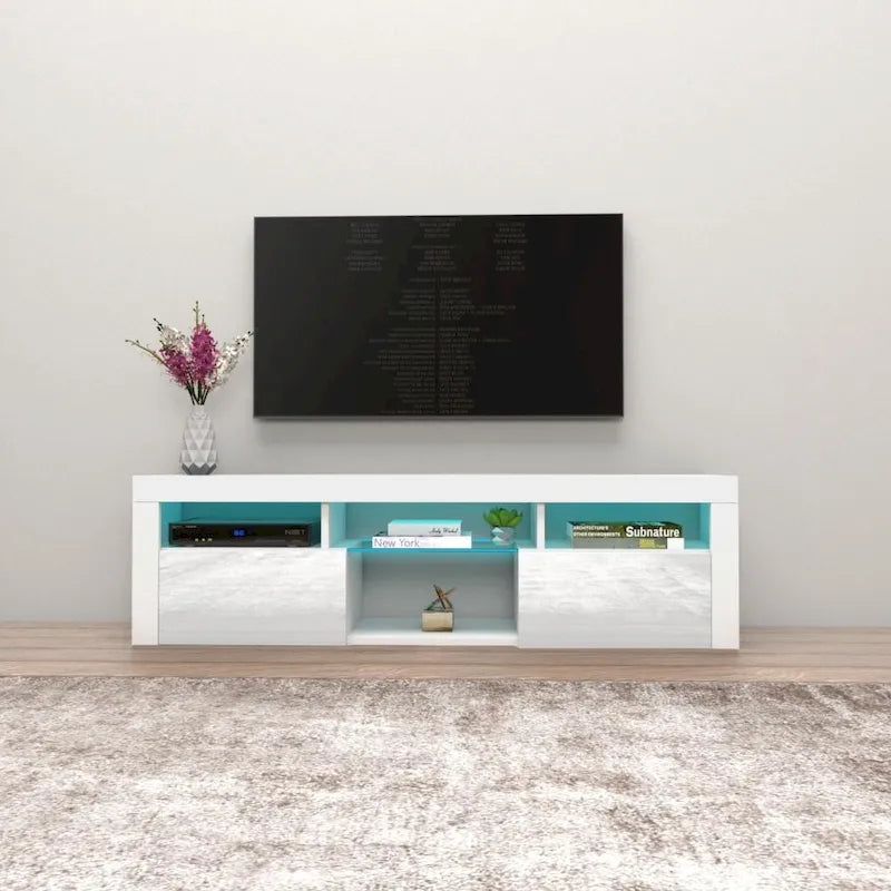 Mueble flotante de TV montado en la pared con luces LED de 16 colores - compatible con televisores de hasta 70"