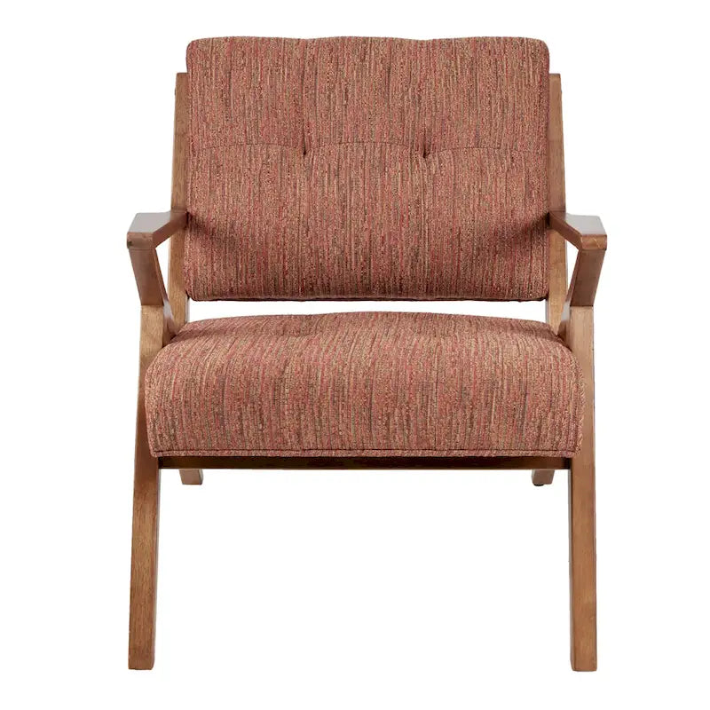 Gepolsterter Mid-Century-Modern-Sessel mit angewinkelten Holzarmlehnen