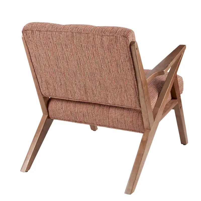 Gepolsterter Mid-Century-Modern-Sessel mit angewinkelten Holzarmlehnen