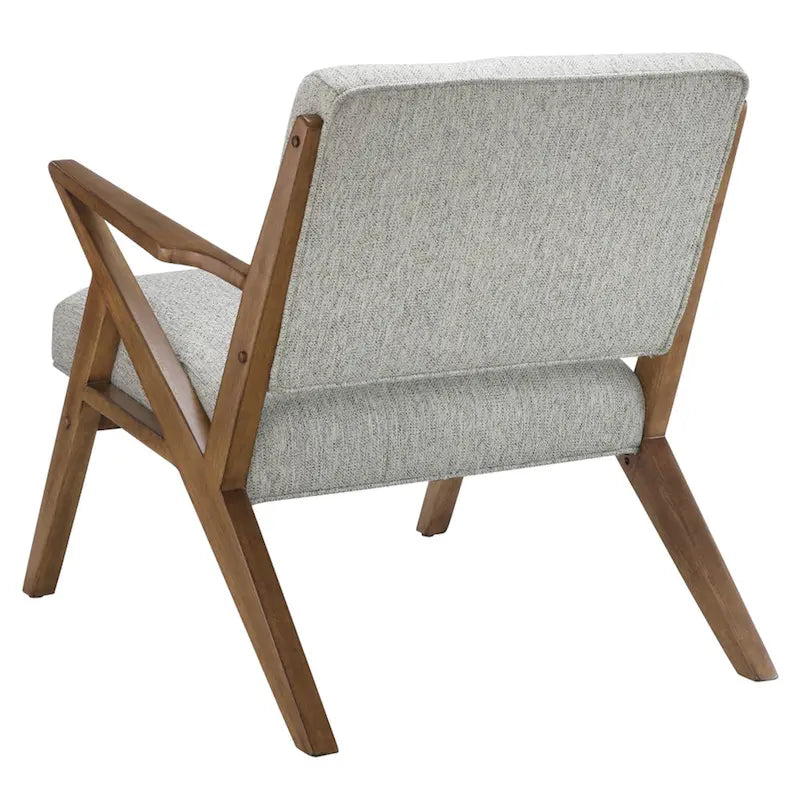 Gepolsterter Mid-Century-Modern-Sessel mit angewinkelten Holzarmlehnen