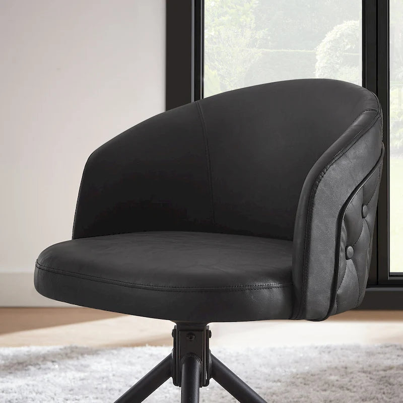 Sillón auxiliar giratorio de cuero sintético con respaldo capitoné de botones