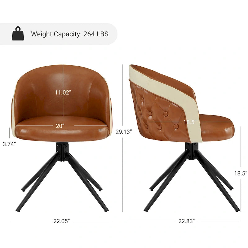 Sillón auxiliar giratorio de cuero sintético con respaldo capitoné de botones