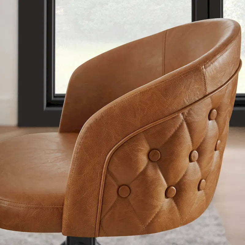 Sillón auxiliar giratorio de cuero sintético con respaldo capitoné de botones