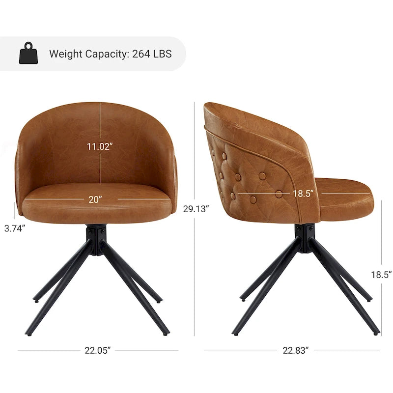 Sillón auxiliar giratorio de cuero sintético con respaldo capitoné de botones