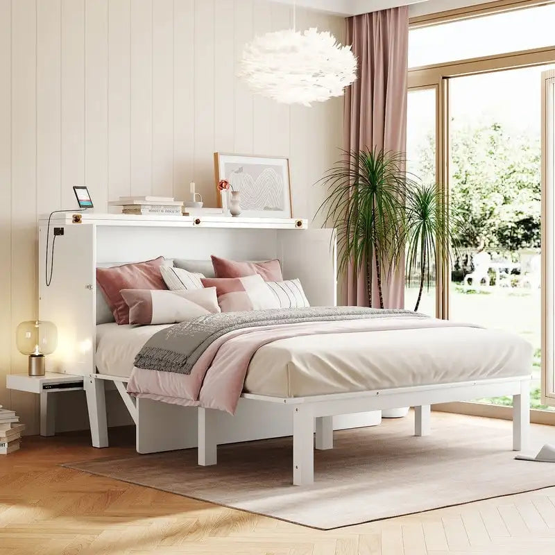 Murphy-Bett-Schrank in Queen-Size mit Schreibtischen zum Verschieben und integriertem USB-Anschluss