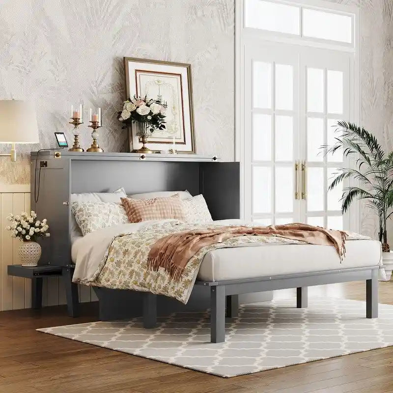 Murphy-Bett-Schrank in Queen-Size mit Schreibtischen zum Verschieben und integriertem USB-Anschluss