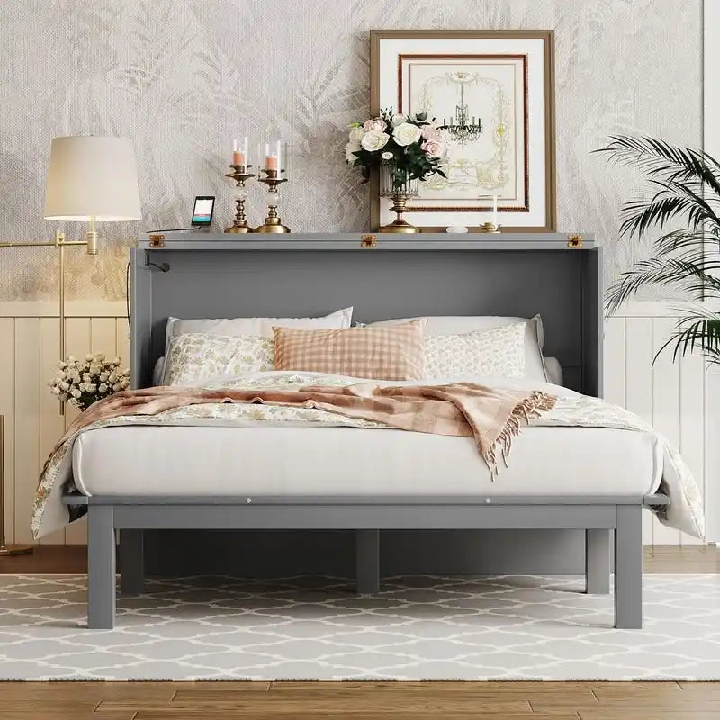 Murphy-Bett-Schrank in Queen-Size mit Schreibtischen zum Verschieben und integriertem USB-Anschluss