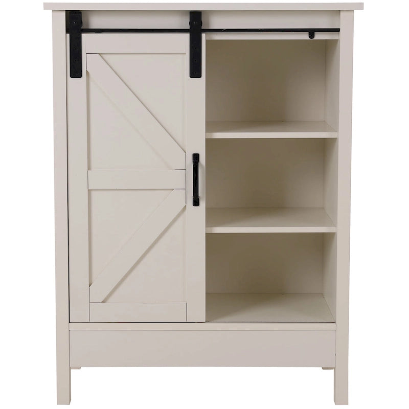 Farmhouse Bathroom Floor Storage Cabinet with Sliding Barn Door