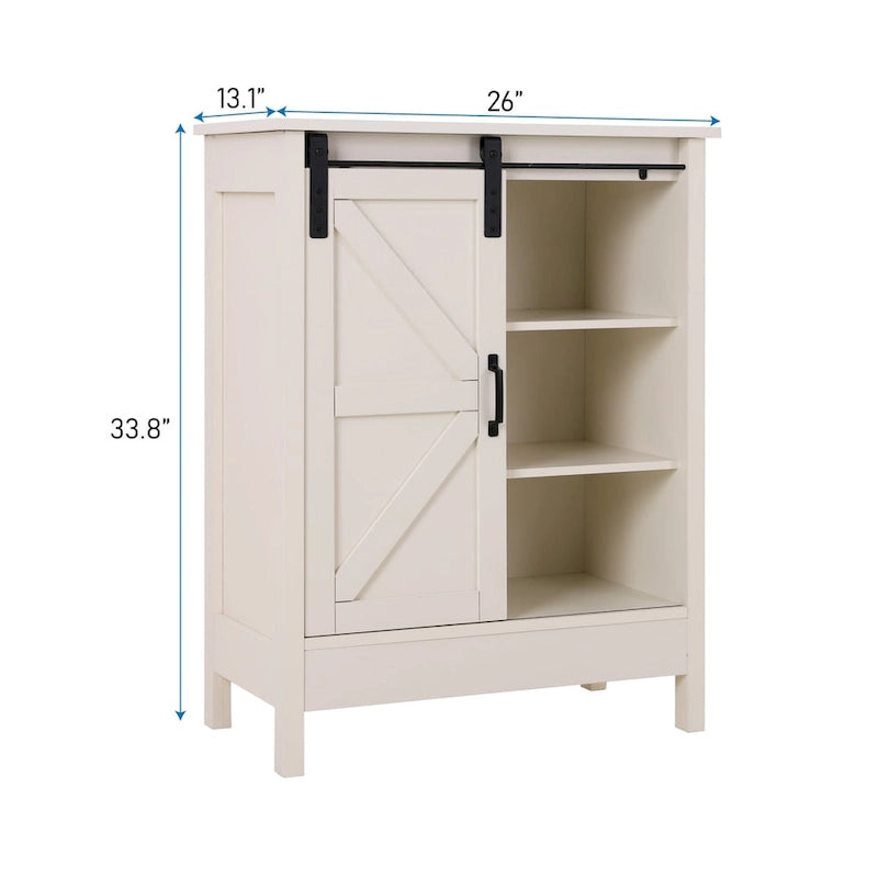 Farmhouse Bathroom Floor Storage Cabinet with Sliding Barn Door