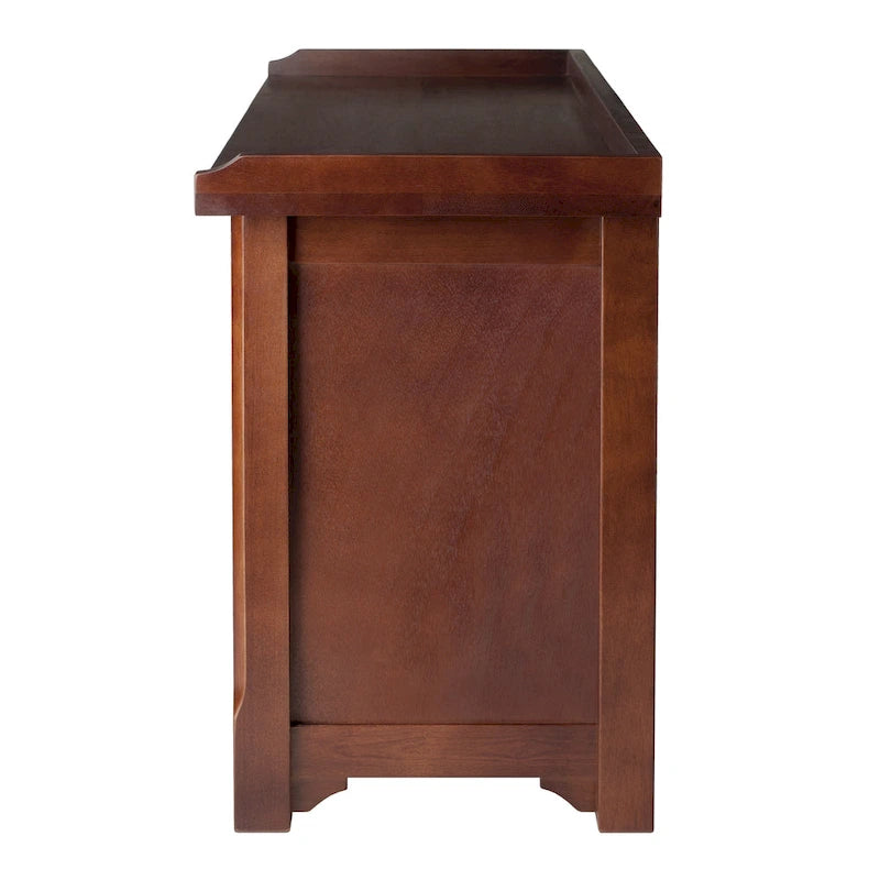 Banquette de rangement avec étagère ouverte pour chaussures et 3 paniers tressés pliables