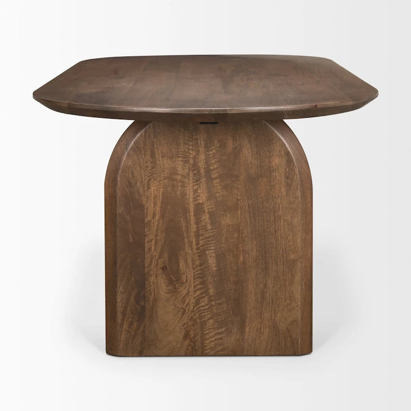 Oval Solid Mango Wood Dining Table with Arched Legs