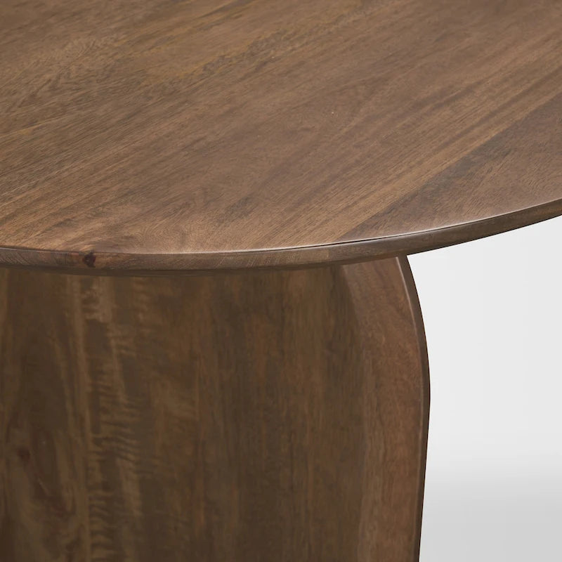 Oval Solid Mango Wood Dining Table with Arched Legs