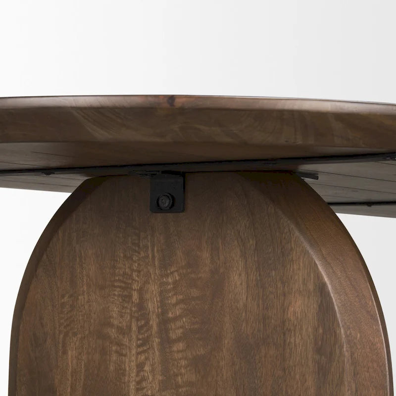 Oval Solid Mango Wood Dining Table with Arched Legs