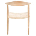 Sillón decorativo de ratán trenzado con estructura de madera de mediados de siglo
