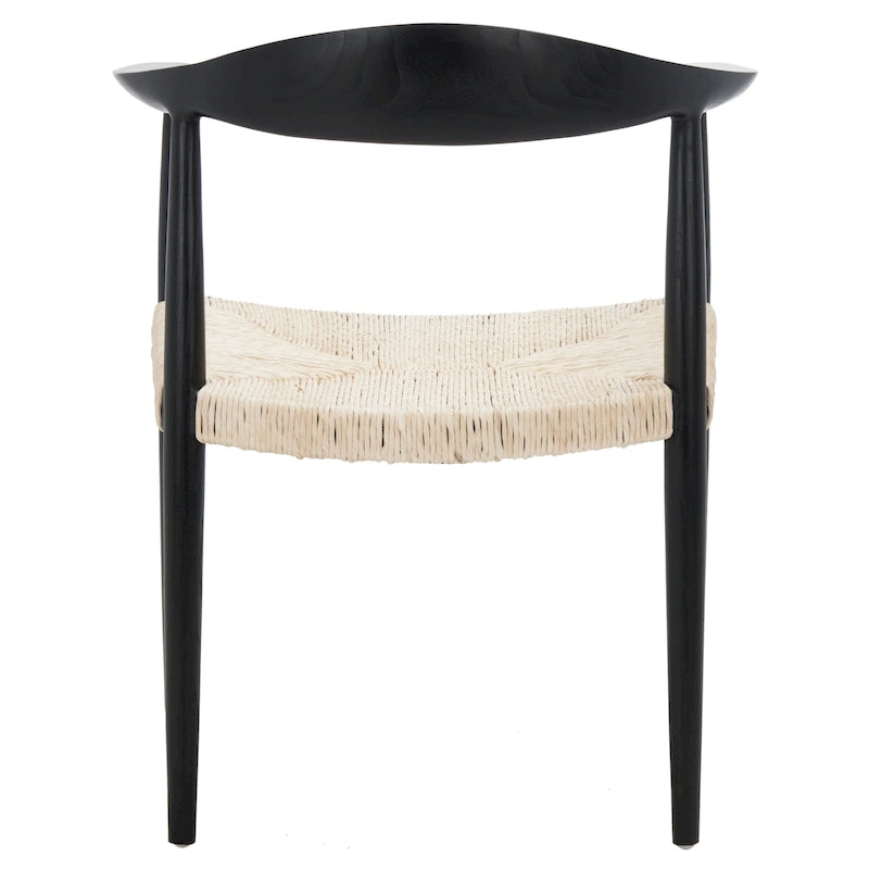 Akzentstuhl aus Rattan mit gedrehtem Muster und Mid-Century-Holzrahmen